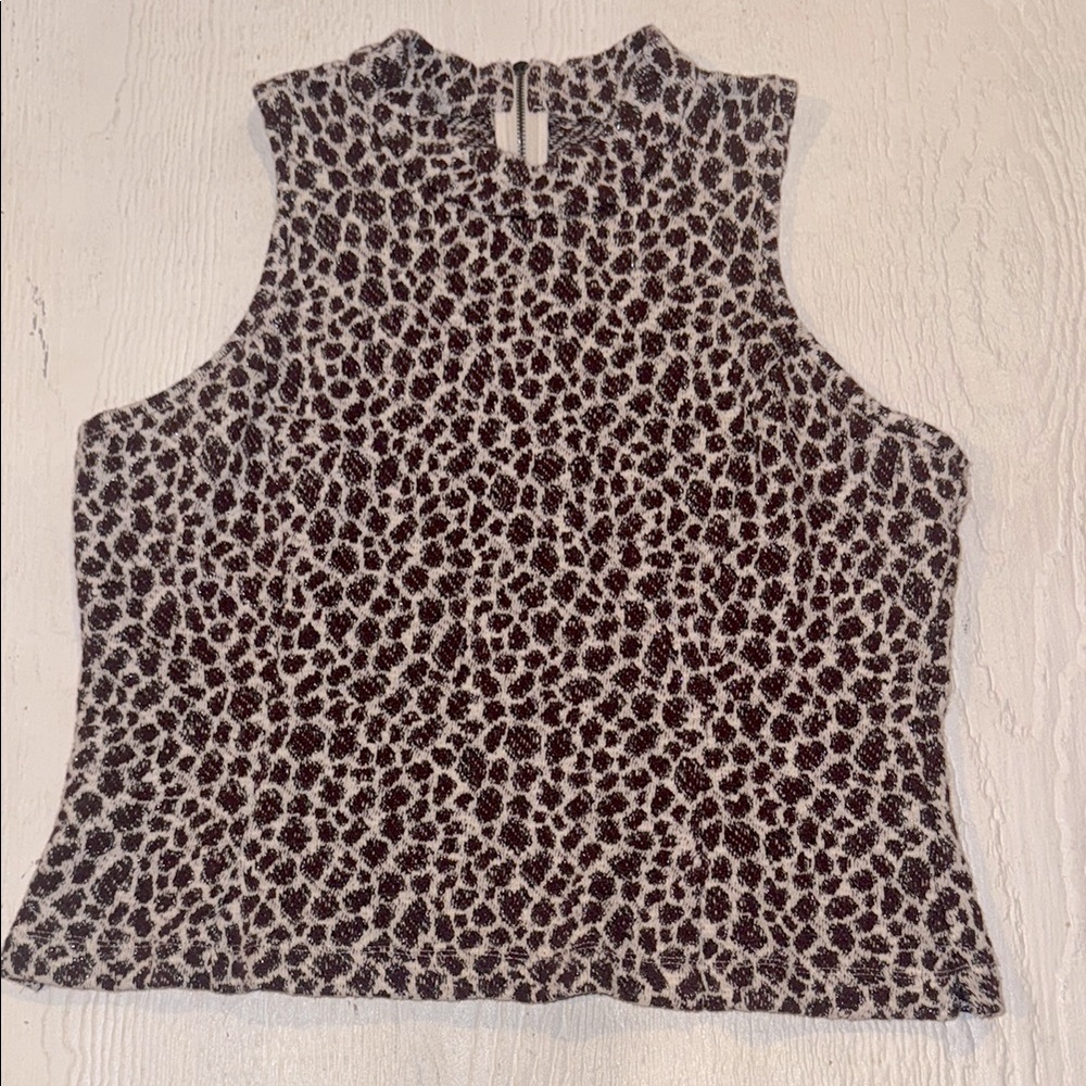 Anthropologie Leopard Print Top Size Medium Plum Purple White
